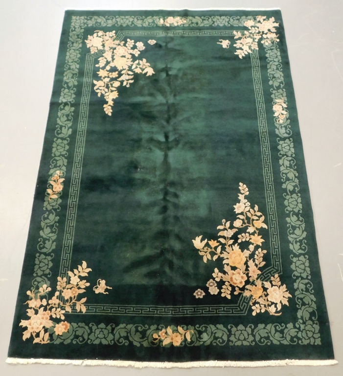CHINESE EMERALD GREEN FLORAL RUG 29a03f