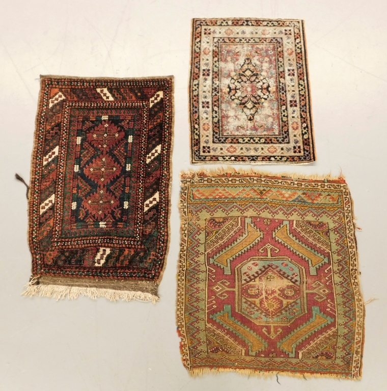 3PC GROUP OF ANTIQUE SMALL RUGS