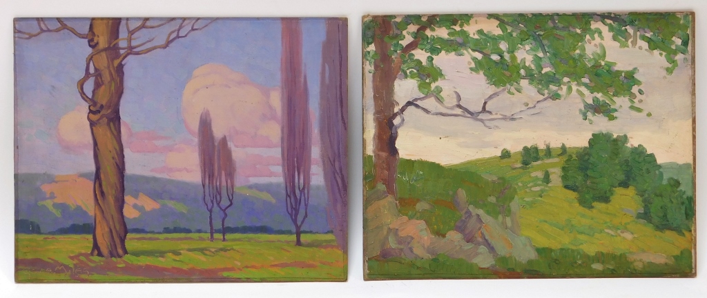 2PC GENE MILES IMPRESSIONIST LANDSCAPE