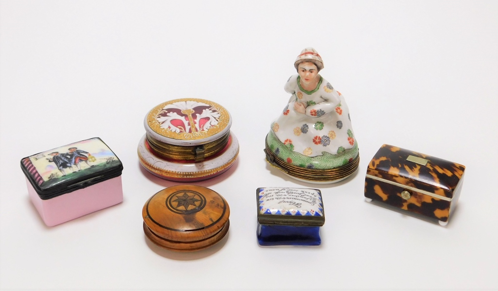 6PC FRENCH & ENGLISH PILL BOX COLLECTION