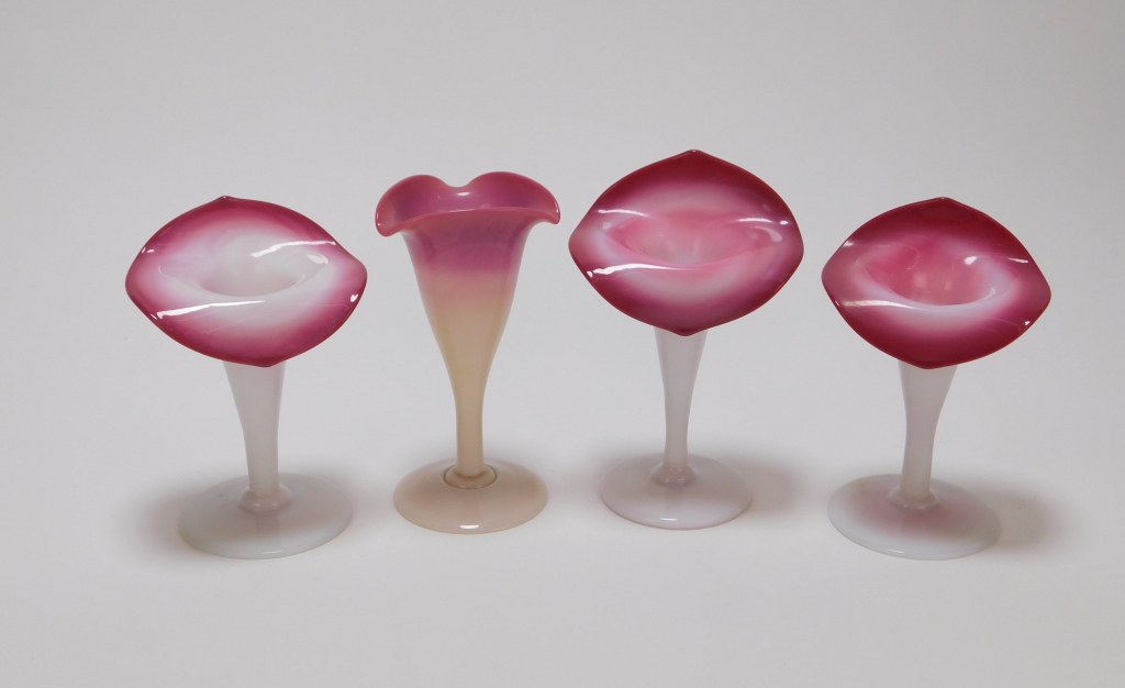 4PC PEACH BLOW JACK IN THE PULPIT VASES
