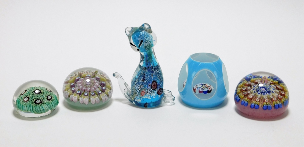 5PC PERTHSHIRE & OTHER ART GLASS