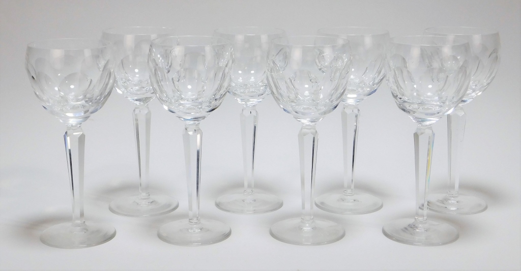 8PC WATERFORD CUT CRYSTAL WINE GLASSES