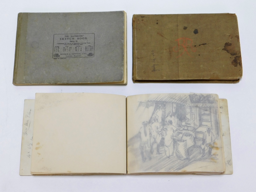 3PC ANTIQUE 19C SKETCHBOOKS PENCIL 29a1e5