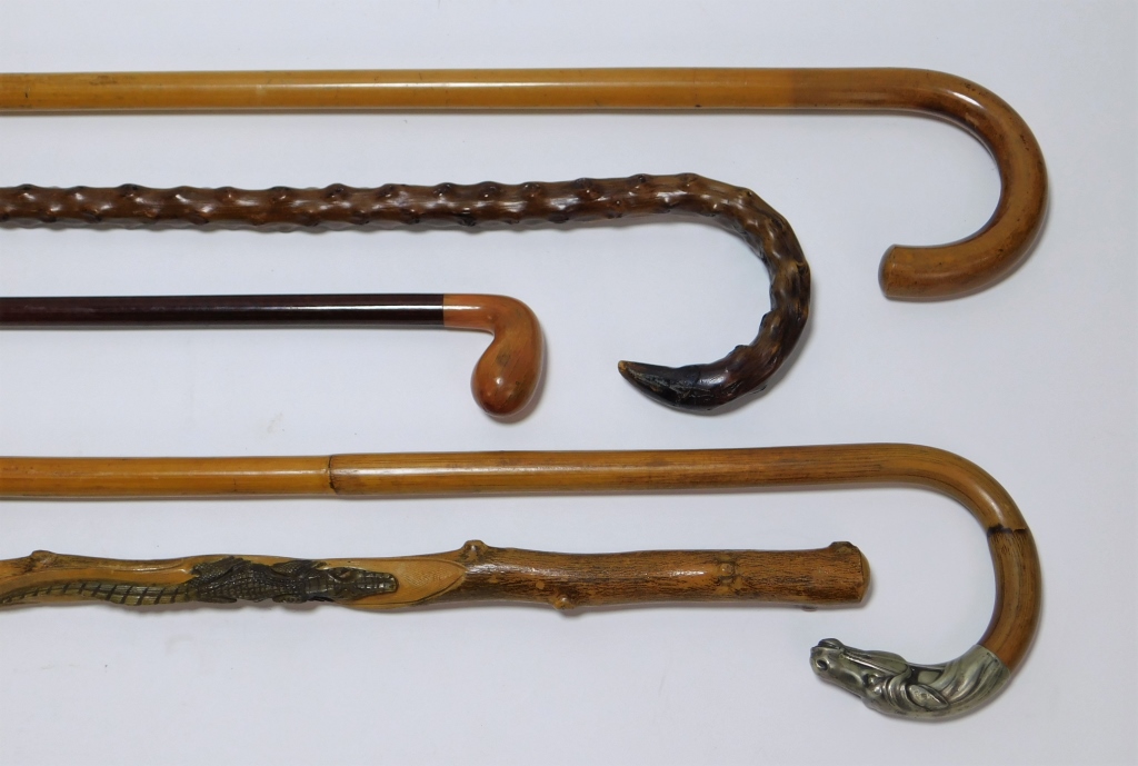 5PC ASSORTED CARVED & FIGURAL WOOD CANES