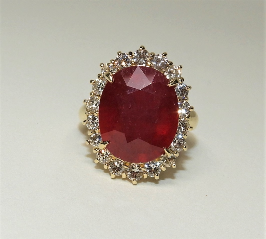 12.03CT RUBY DIAMOND & 14K YELLOW