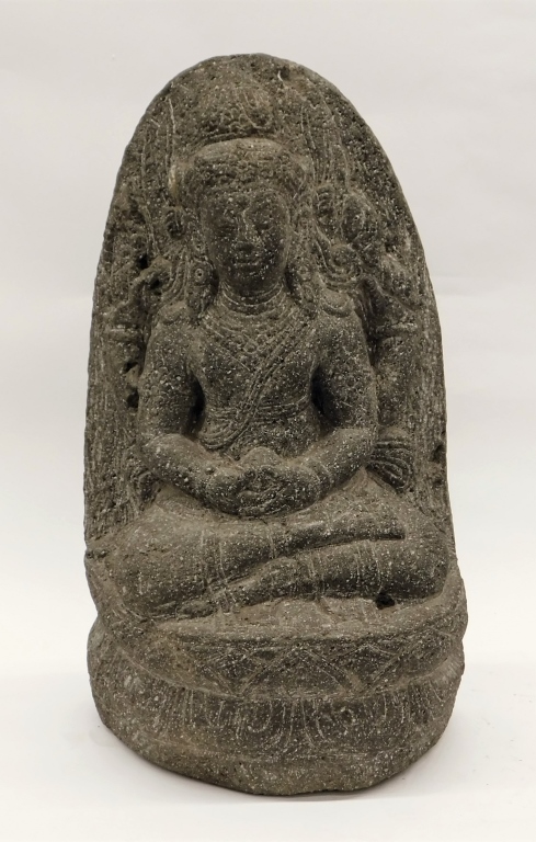 TIBETAN CARVED SCHIST PARVATI STATUE