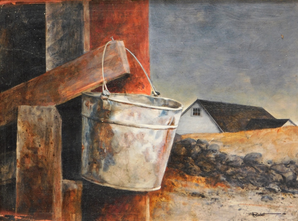 RON RUDAT BUCKET STILL LIFE PAINTING 29a30f