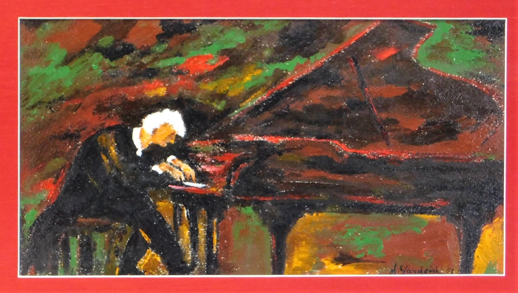 MODERNIST PIANO PLAYER PAINTING United