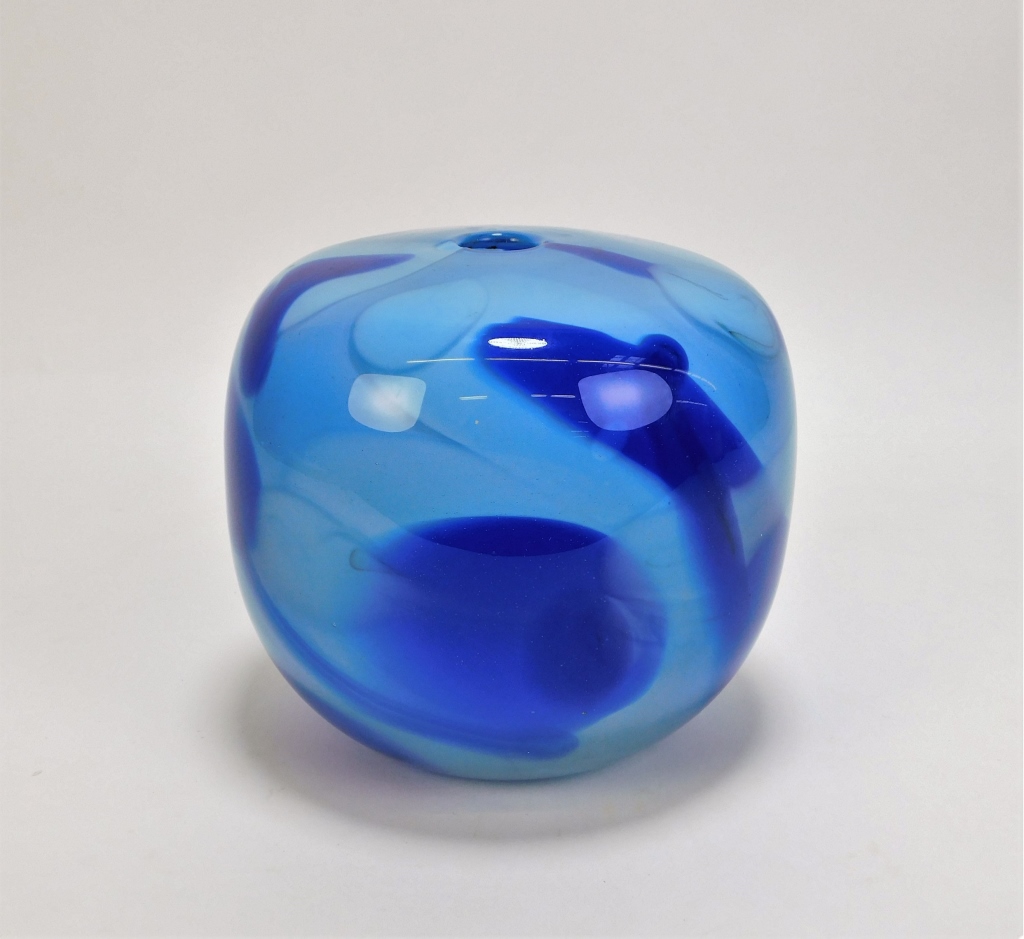 SIDNEY R. HUTTER BLUE ART GLASS