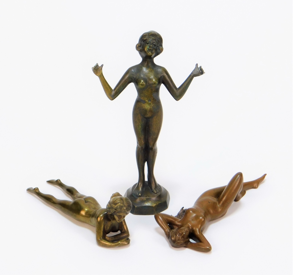3 VIENNESE BRONZE LOUNGING NUDE