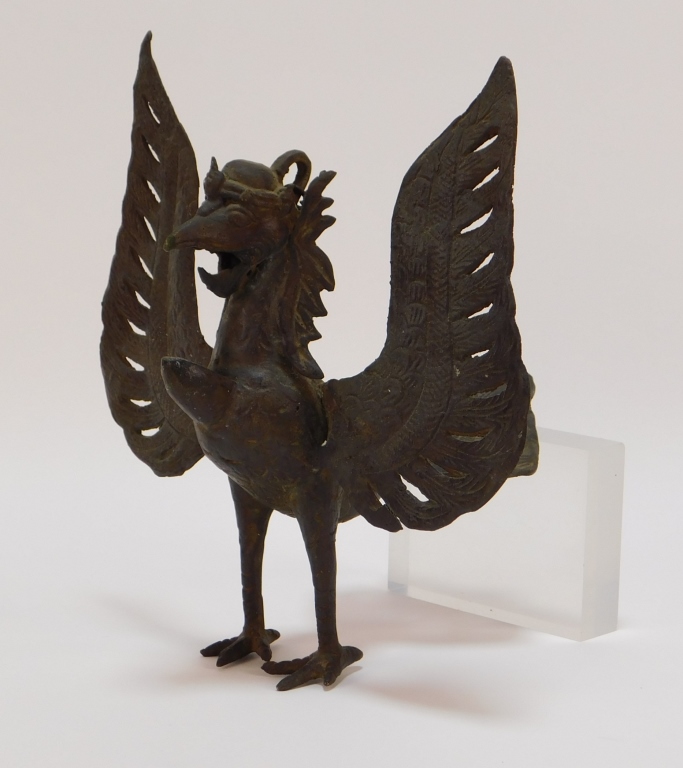 19C INDIAN AVIAN FIGURAL BRONZE