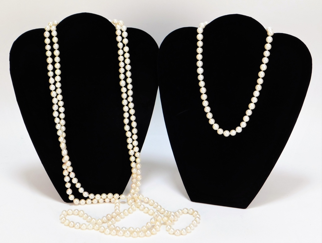 2PC 14K GOLD AND PEARL STRING NECKLACES 29a544