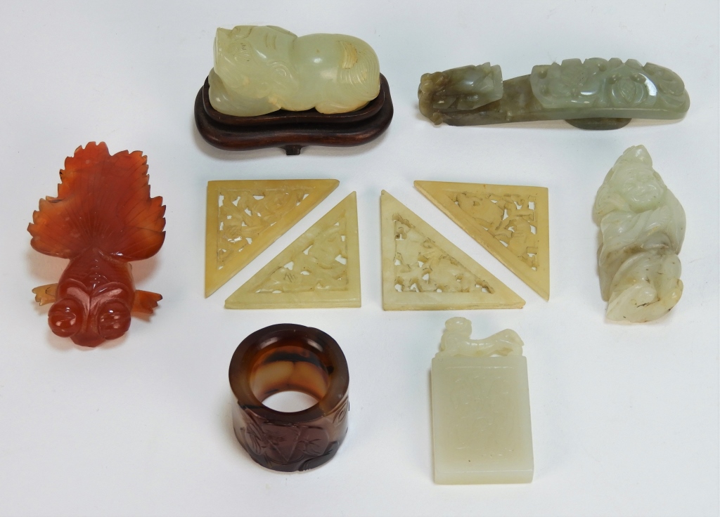 10PC CHINESE CARVED FIGURAL HARDSTONE 29a565