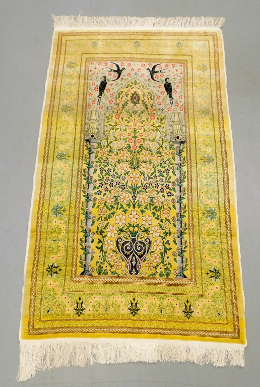 UZBEKISTAN FLORAL YELLOW SILK PRAYER 29a573