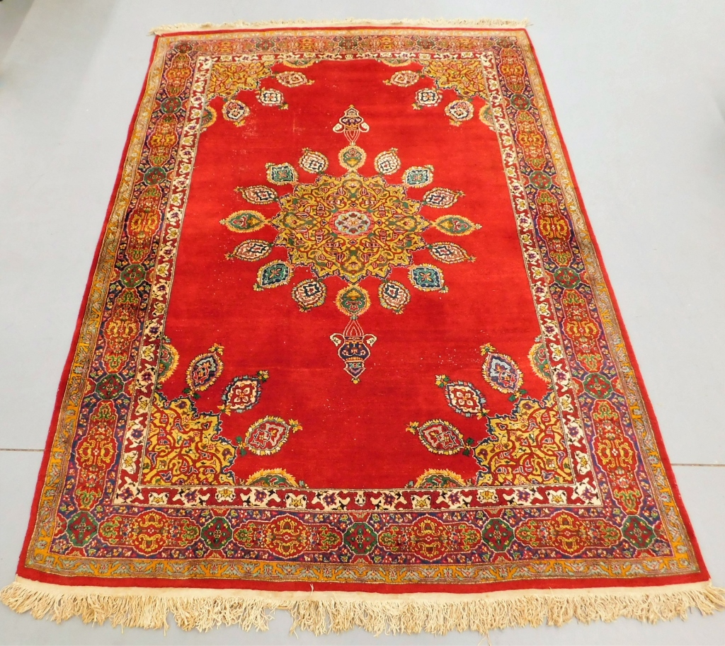 ANTIQUE PERSIAN RED GEOMETRIC FLORAL 29a585
