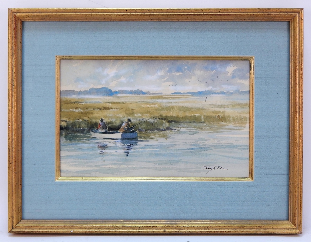 RAY ELLIS IMPRESSIONIST FISHING WC PAINTING