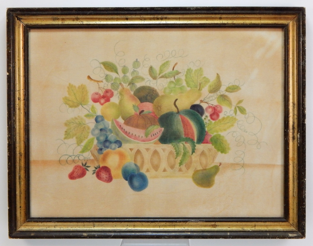 ANTIQUE FOLK ART FRUIT STILL LIFE THEOREM