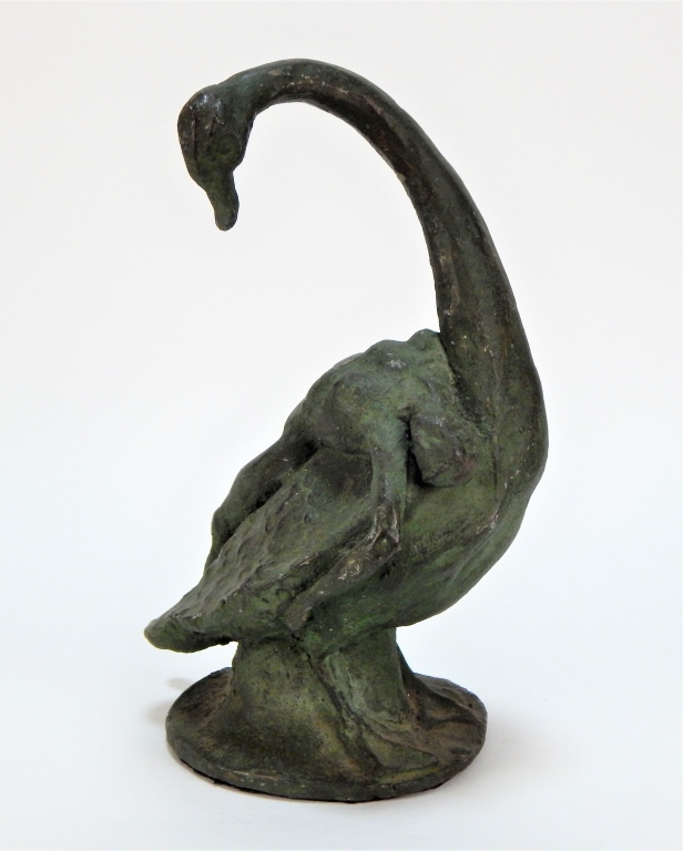 CONTEMPORARY NUDE MALE AND SWAN BRONZE