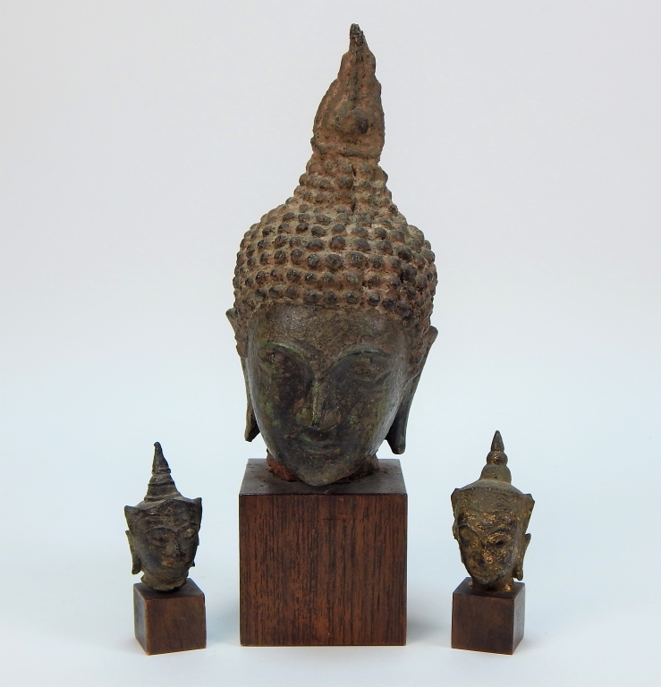 3 THAI BRONZE BUDDHA ARCHITECTURAL