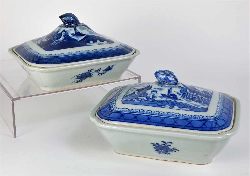 2PC CHINESE CANTON BLUE AND WHITE