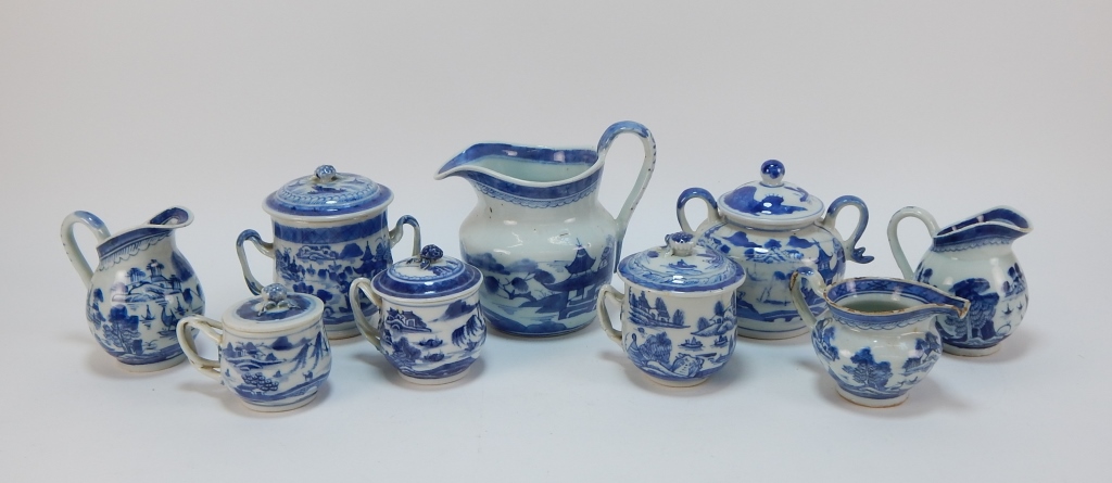 9PC CHINESE CANTON PORCELAIN GROUP 29a729