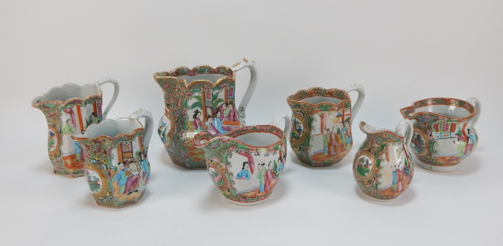 7PC CHINESE ROSE MEDALLION PITCHER 29a72b