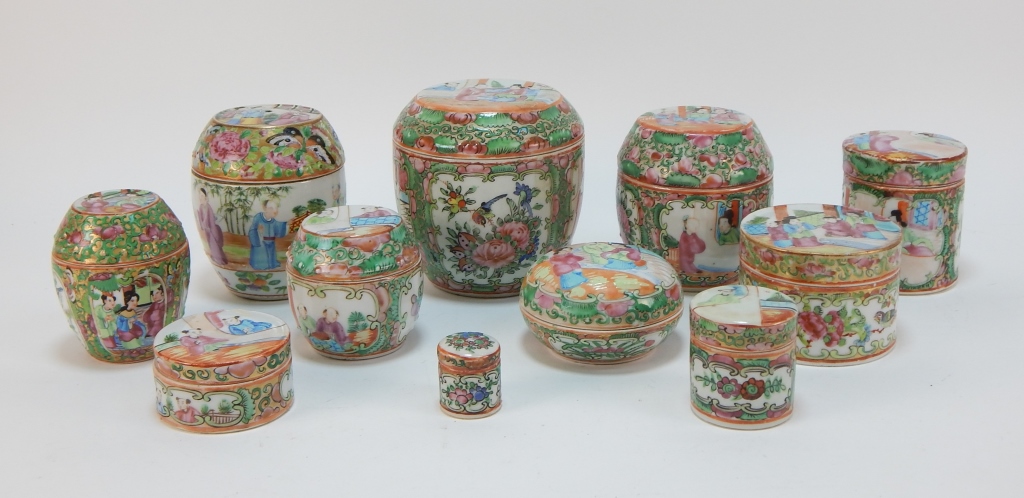 11PC CHINESE ROSE MEDALLION COVERED