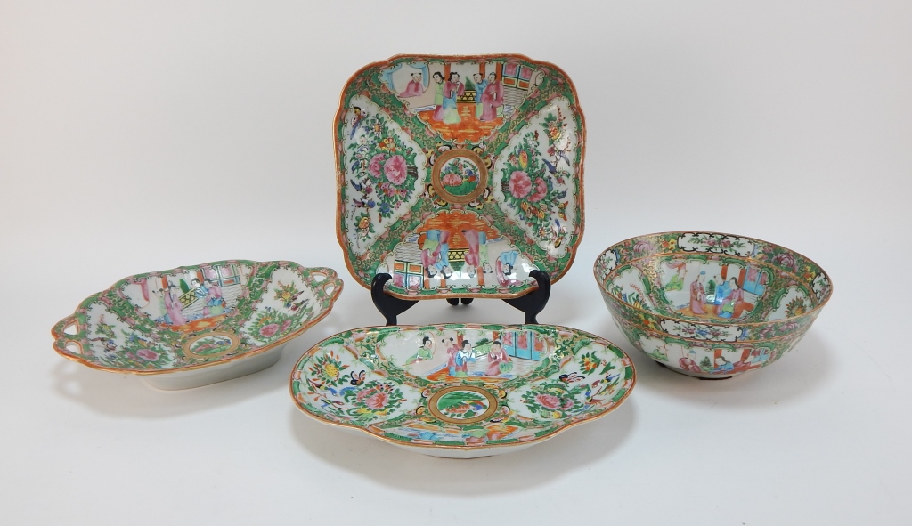4PC CHINESE ROSE MEDALLION SERVING 29a734