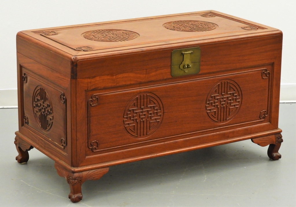 CHINESE CARVED CAMPHOR WOOD STORAGE