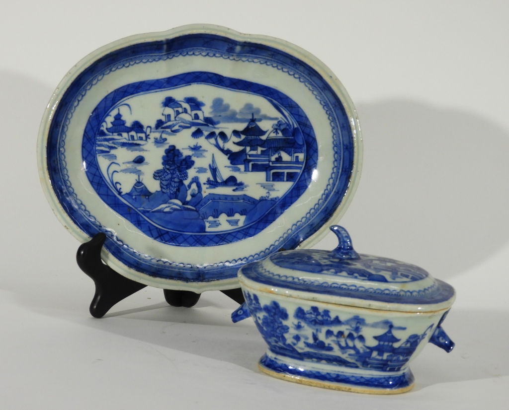 2PC CHINESE CANTON TUREEN AND UNDERPLATE