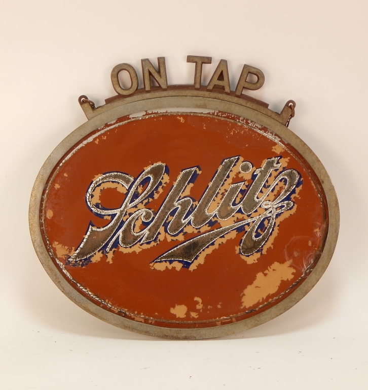 ANTIQUE SCHLITZ ON TAP EGLOMISE REVERSE