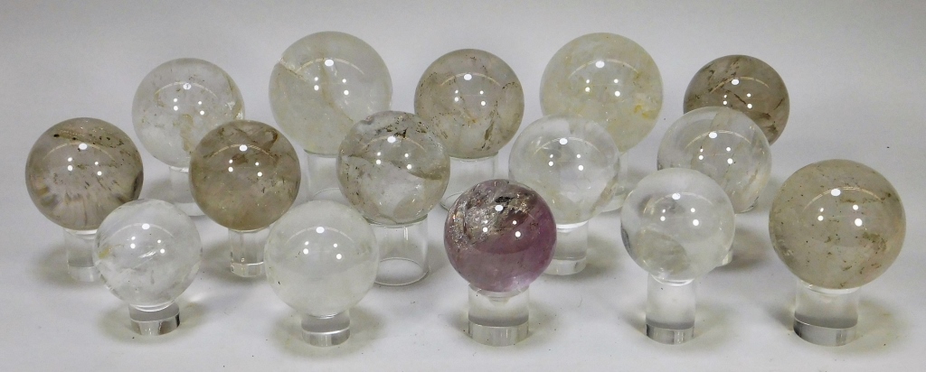 GROUP OF 15 ROCK CRYSTAL POLISHED SPHERES