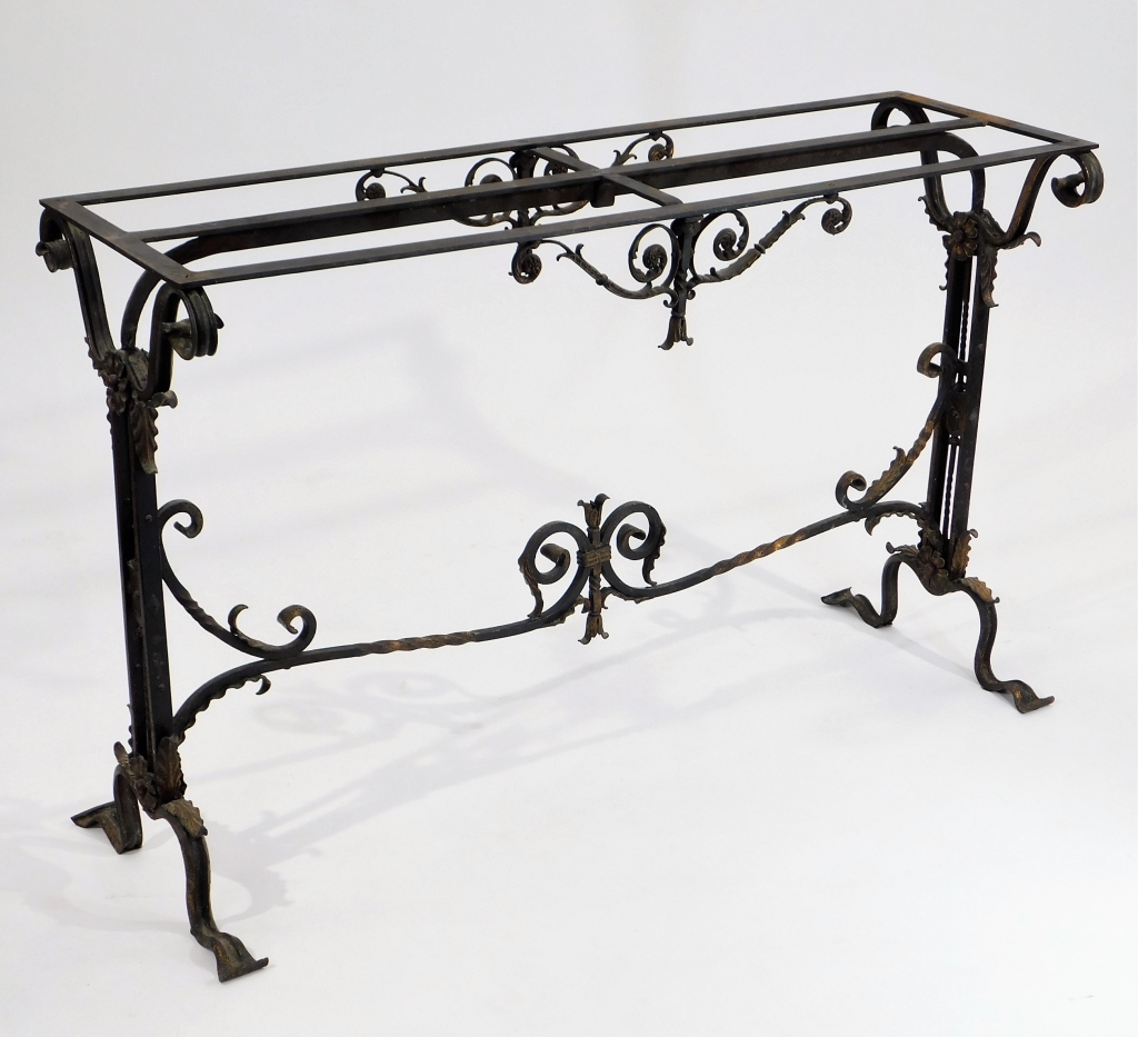 1930'S WROUGHT IRON CONSOLE TABLE