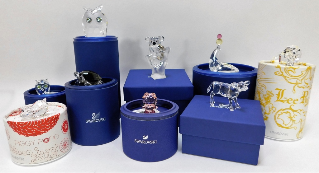 9PC SWAROVSKI ASSORTED ANIMAL FIGURINES