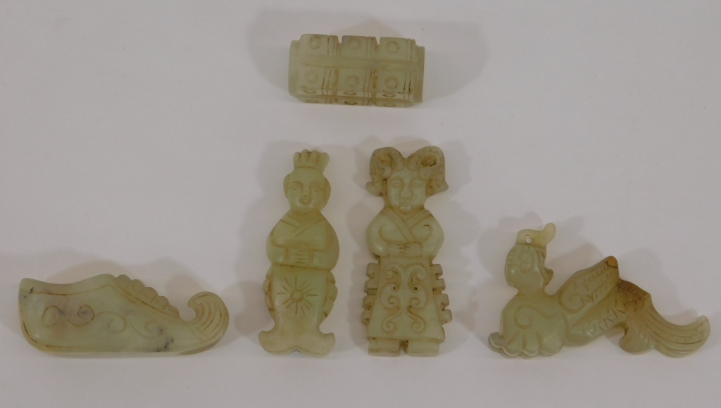 5PC CHINESE ARCHAIC CARVED FIGURAL 29b824