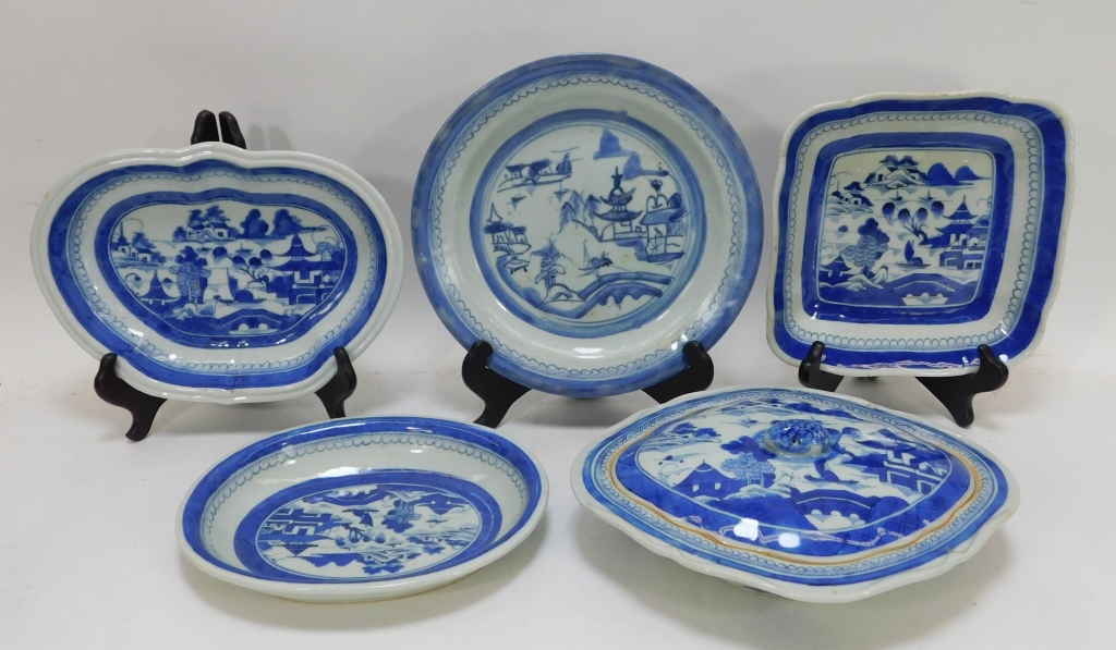 5PC 19C CHINESE CANTON PORCELAIN 29b840