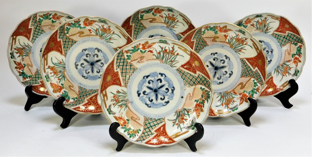 6PC JAPANESE EDO PERIOD KUTANI PORCELAIN