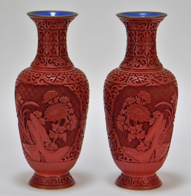 PR CHINESE CARVED LACQUER CINNABAR