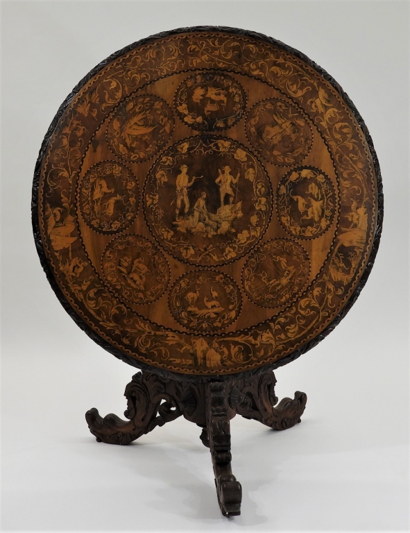 FINE 19C DUTCH MARQUETRY TILT TOP 29b9a7