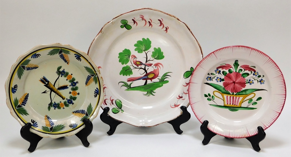 3PC FRENCH ST. CLEMENT FAIENCE POTTERY