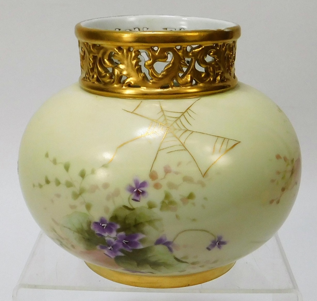 FRENCH LIMOGES GILT FLORAL PIERCED