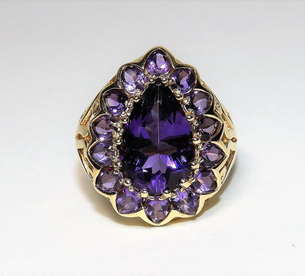 10K YELLOW GOLD AMETHYST CLUSTER