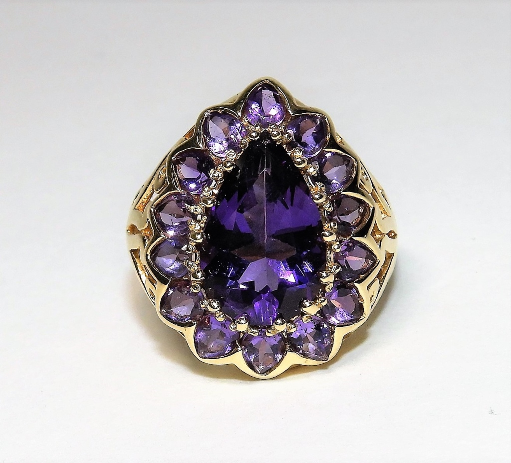 10K YELLOW GOLD AMETHYST CLUSTER 29ba2d