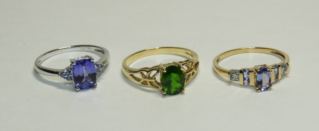 3 AMETHYST DIAMOND EMERALD LADYS RINGS