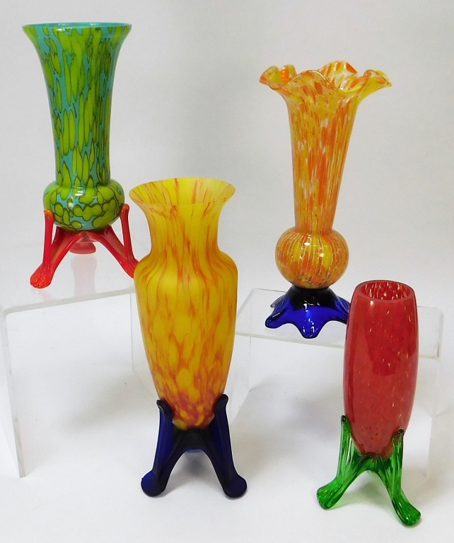 4PC WELZ FOOTED BOHEMIAN ART GLASS 29ba80