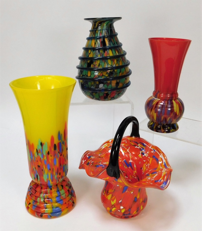 4PC KRALIK ASSORTED BOHEMIAN ART GLASS