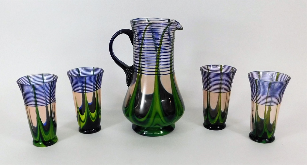 5PC KRALIK BOHEMIAN ART GLASS LEMONADE