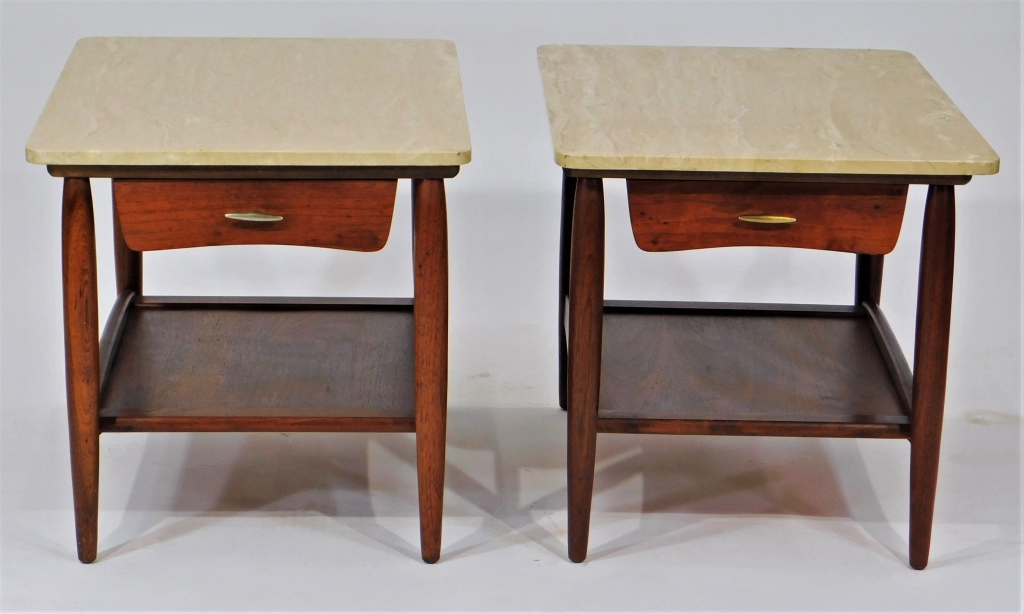 PAIR MCM DANISH WALNUT & STONE