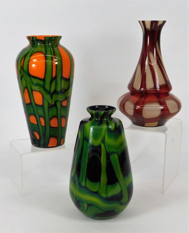 3PC KRALIK BOHEMIAN CZECH ART GLASS